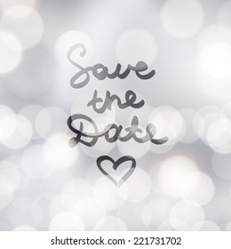 save the date, vector handwritten text on blurred background with lights