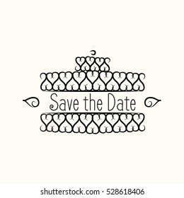Save the date Vector illustration. Hand drawn doodle filigree retro vintage style. Hand drawn doodle filigree retro vintage style. Doodle, hand drawn swirl. Black on white background.
