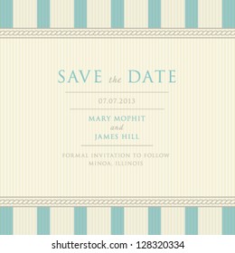 Save the Date with vintage background artwork. Ornate damask background