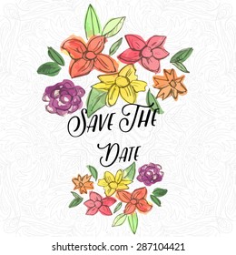 Save the date water color wedding card vector illustration