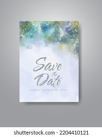 Save the date with watercolor background. Design for your invitation.