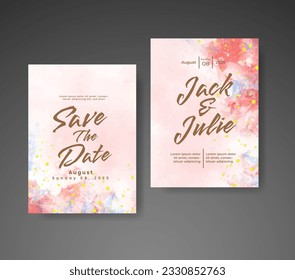 Save the date with watercolor background. Design for your invitation.