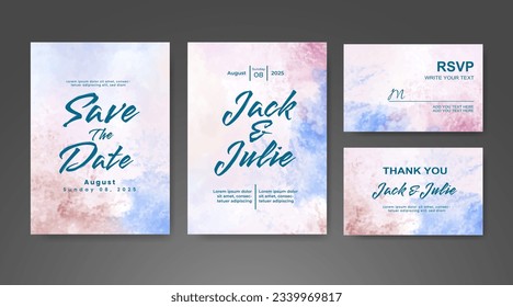 Save the date with watercolor background. Design for your invitation.