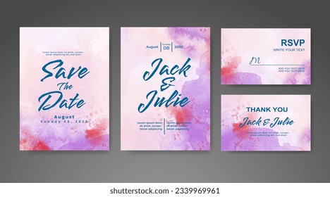 Save the date with watercolor background. Design for your invitation.