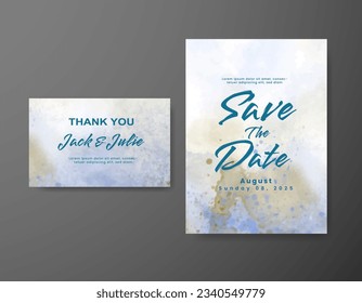 Save the date with watercolor background. Design for your invitation.