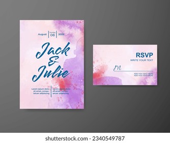 Save the date with watercolor background. Design for your invitation.