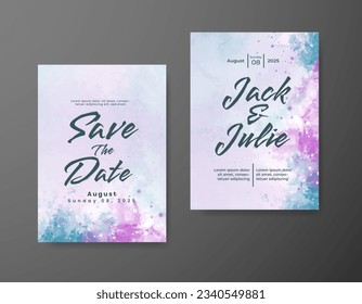 Save the date with watercolor background. Design for your invitation.