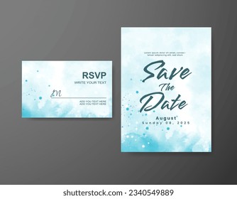 Save the date with watercolor background. Design for your invitation.