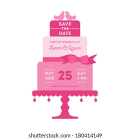 Save the Date - Wedding Card with Cake - with place for your text - in vector