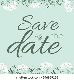 Save the date wedding card with floral motifs. Perfect for invitation cards for the wedding. 