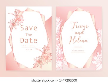 Save the date wedding card. Wedding invitation cards with hand drawn botanical. Modern card design vector illustration.