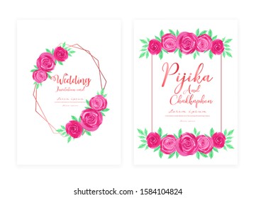 Save the date wedding card. Wedding invitation cards with flower watercolor. Wedding card design vector illustration.