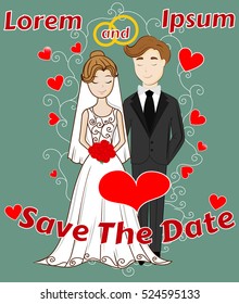Save the Date, Wedding Celebration, Mr and Mrs Getting Married, Invitation, Poster, Cover, Greeting, EPS10