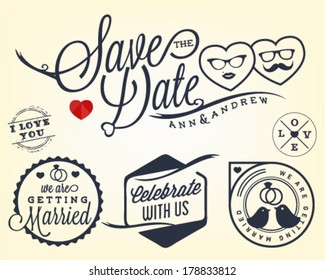 Save the Date Wedding Design Elements in Vintage Style