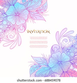 Save the date wedding floral beautiful decorative card, vector illustration