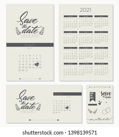 Save The Date Wedding Invitation Calendar 2021 Template Design