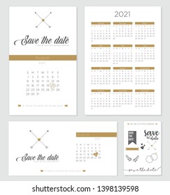 Save The Date Wedding Invitation Calendar 2021 Template Design