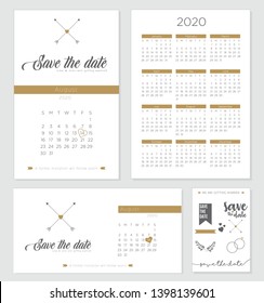 Save The Date Wedding Invitation Calendar 2020 Template Design