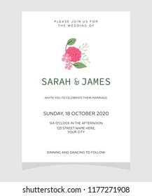 Save the date, wedding invitation card template with copper color flower floral background. Vector illustration.