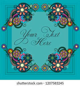 Save the date, wedding invitation card template decorate with flower wreath. Vintage design. Vector illustration.