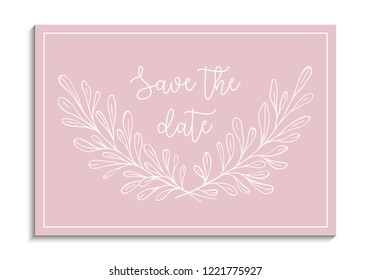 Speichern Sie die Vorlage für die Hochzeitskarte mit Blumenbrunch auf rosafarbenem Hintergrund. Vektorgrafik