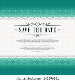 Save the Date Wedding Invitation card, vector illustration