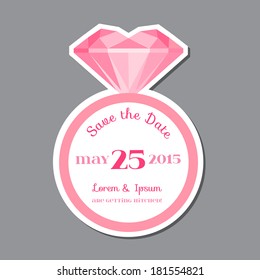 Save the Date  - Wedding Invitation Card with Diamond Ring - in vector