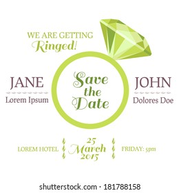 Save the Date  - Wedding Invitation Card with Diamond Ring - in vector