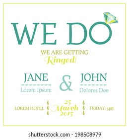 Save the Date  - Wedding Invitation Card with Diamond Ring - in vector