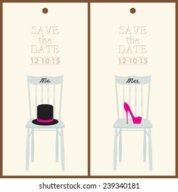 save the date wedding invitation card mr & mrs template vector illustration