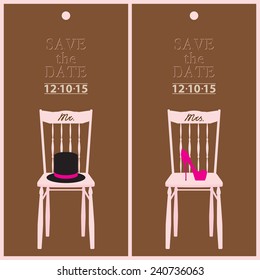 save the date wedding invitation card mr & mrs template vector illustration