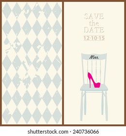 save the date wedding invitation card mr & mrs template vector illustration