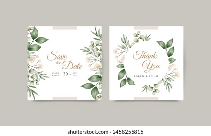 Speichern Die Date Hochzeitseinladungskarte Vorlage und Dankeskarte