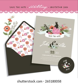 Save the date. Wedding invitation card & envelope design.
