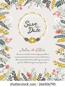 Save the date. Wedding invitation card.