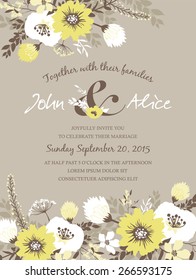 Save the date. Wedding invitation card with beautiful flowers.
