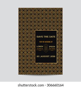 Save the Date - Wedding Invitation Card - Art Deco Vintage Style - in vector