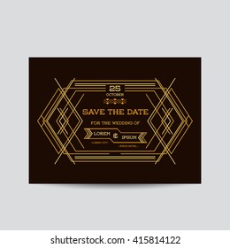 Guardar la fecha - Tarjeta de invitación de boda - Estilo de vintage Art Deco - en vector