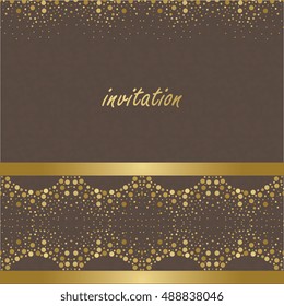 Save the date, wedding invitation card template with golden color circle background. Vector illustration.