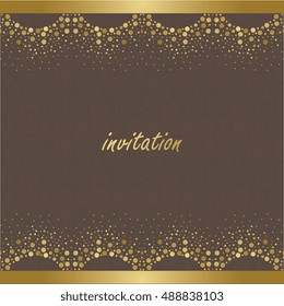 Save the date, wedding invitation card template with golden color circle background. Vector illustration.