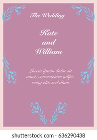 Save the date, wedding invitation card with hand drawn wreath flower template. Flower floral background. Vector illustration.