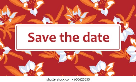 Save the date, wedding invitation card template with hand drawn flower. Vector illustration. Thank you card, save the date card. Baby shower, menu, flyer, banner