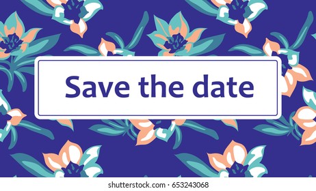 Save the date, wedding invitation card template with hand drawn flower. Vector illustration. Thank you card, save the date card. Baby shower, menu, flyer, banner