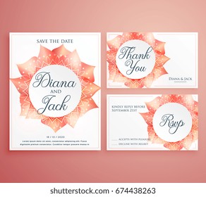 save the date wedding invitation card template beautiful flower design