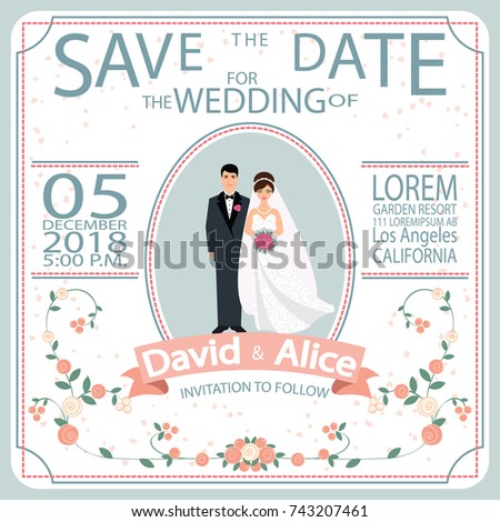 save date wedding invitation card template のベクター画像素材