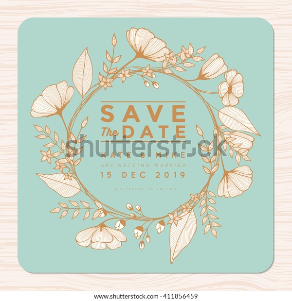 Save Date Wedding Invitation Card Flower Stock Vector Royalty Free