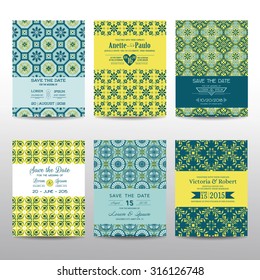 Save the Date - Wedding Invitation Cards Set - Vintage Style - in vector