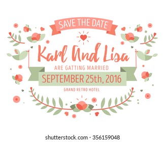 Save the date. Wedding invitation, save the date cards. wedding invitation card suite with daisy flower Templates and cute birds. 
