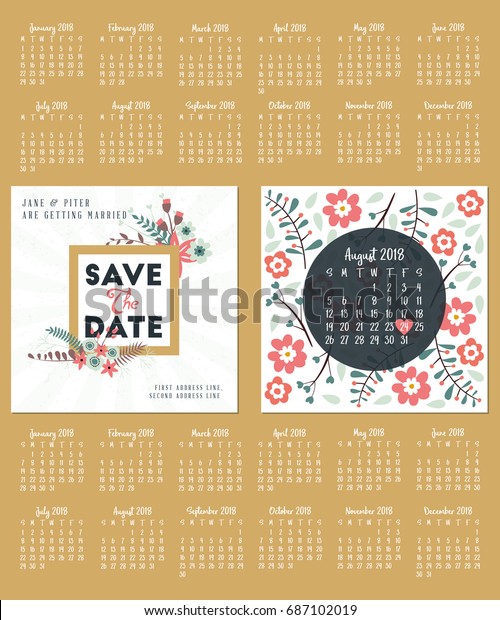 Save Date Wedding Invitation Doublesided Card Stock Vector