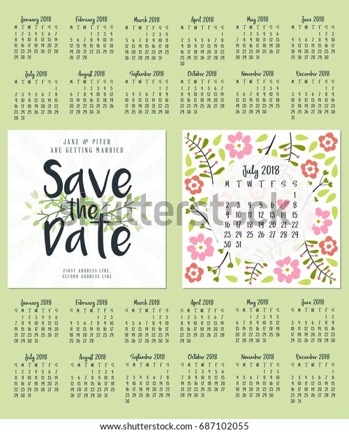 Save Date Wedding Invitation Doublesided Card Stock Vector